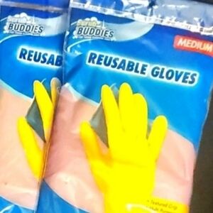 Yellow Reusable Gloves Size Medium- 2 pairs